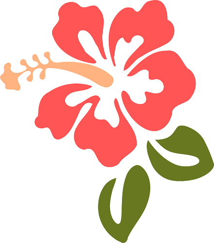 stenciled red hibiscus
